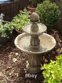 Solar Powered Garden Water Feature Classical Tier Birdbath Traditional Fountain