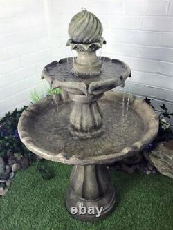 Solar Powered Garden Water Feature Classical Tier Birdbath Traditional Fountain