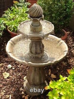 Solar Powered Garden Water Feature Classical Tier Birdbath Traditional Fountain