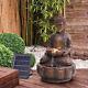 Solar Powered Garden Water Feature Indoor/outdoor Fountain Meditating Buddha Wat