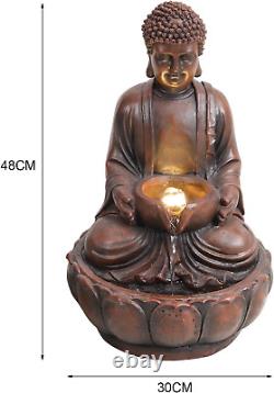 Solar Powered Garden Water Feature Indoor/Outdoor Fountain Meditating Buddha Wat