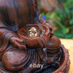 Solar Powered Garden Water Feature Indoor/Outdoor Fountain Meditating Buddha Wat