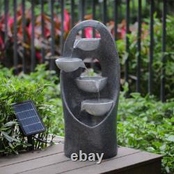 Solar Powered Garden Water Feature LED Lights Outdoor Cascade Water Fountain UK