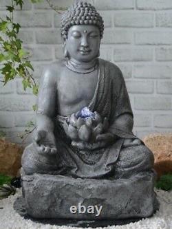 Solar Powered Garden Water Feature Lotus Zen Buddha Fountain