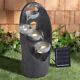 Solar Powered Garden Water Feature Outdoor Led Fountain Waterfall Natural Slate