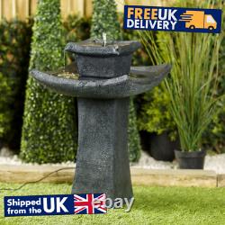 Solar Powered Garden Water Feature Outdoor Pagoda Cascade Fountain