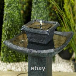 Solar Powered Garden Water Feature Outdoor Pagoda Cascade Fountain
