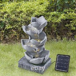 Solar Powered Garden Water Feature Outdoor Solar Fountain Cascading Waterfall