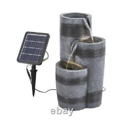 Solar Powered Garden Water Feature with LED Lights 3 Tier Cascade Water Fountain