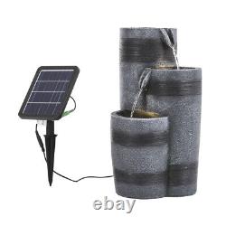 Solar Powered Garden Water Feature with LED Lights 3 Tier Cascade Water Fountain