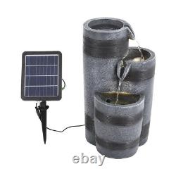 Solar Powered Garden Water Feature with LED Lights 3 Tier Cascade Water Fountain