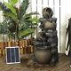 Solar Powered Garden Water Feature With Led Lights 4 Tier Cascade Water Fountain