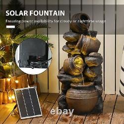 Solar Powered Garden Water Feature with LED Lights 4 Tier Cascade Water Fountain