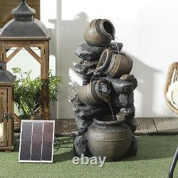 Solar Powered Garden Water Feature with LED Lights 4 Tier Cascade Water Fountain