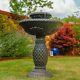 Solar Powered Imperial Water Feature Garden Bird Bath Fountain With Led Light