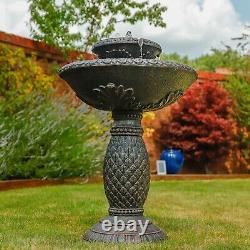 Solar Powered Imperial Water Feature Garden Bird Bath Fountain with LED Light