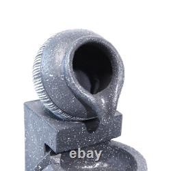 Solar Powered LED Falls Fountain Resin Garden Stone Water Feature In/Outdoor