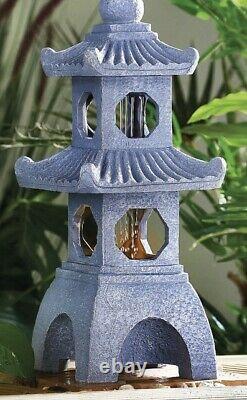 Solar Powered LED Pagoda Water Feature Garden Fountain Statue Ornament