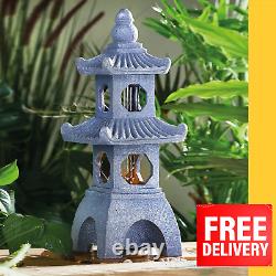 Solar Powered LED Pagoda Water Feature Garden Fountain Statue Ornament