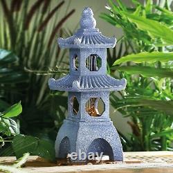 Solar Powered LED Pagoda Water Feature Garden Fountain Statue Ornament