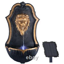 Solar Powered Lion Water Feature Garden Fountain With Led