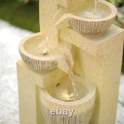 Solar Powered Outdoor Fountain Water Feature LED Lights Garden Cascading Statue