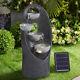 Solar Powered Outdoor Fountain Water Feature Led Lights Garden Cascading Statue