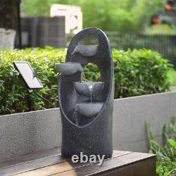 Solar Powered Outdoor Fountain Water Feature LED Lights Garden Cascading Statue