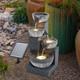 Solar Powered Outdoor Water Feature Garden Tier Cascade Fountain With Led Lights