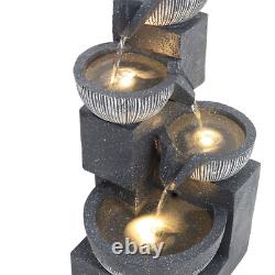Solar Powered Outdoor Water Feature Garden Tier Cascade Fountain with LED Lights