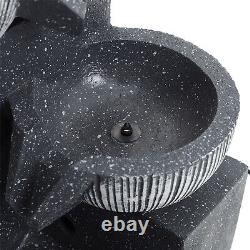 Solar Powered Outdoor Water Feature Garden Tier Cascade Fountain with LED Lights