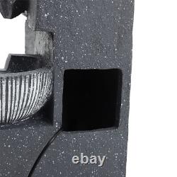 Solar Powered Outdoor Water Feature Garden Tier Cascade Fountain with LED Lights