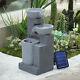 Solar Powered Outdoor Water Fountain Feature Led Lights Garden Statues Cascading