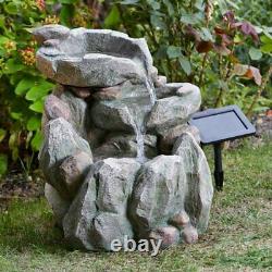 Solar Powered Rock Fall Fountain Outdoor Water Feature 1170530