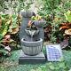 Solar Powered Water Feature Fountain Outdoor Garden Cascade Led Lights Pump Kits