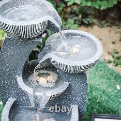Solar Powered Water Feature Fountain Outdoor Garden Cascade LED Lights Pump Kits