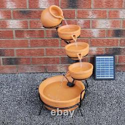 Solar Powered Water Feature Fountain Outdoor Garden Cascade Tiered Patio Decor