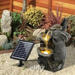 Solar Powered Water Feature Garden Fountain Pump Statues with LED Outdoor Decor