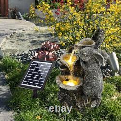 Solar Powered Water Feature Garden Fountain Pump Statues with LED Outdoor Decor