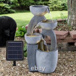 Solar Powered Water Feature Outdoor Fountain Garden Ornament LED Statue Light UK