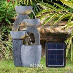 Solar Powered Water Feature Outdoor Fountain Garden Ornament LED Statue Light UK