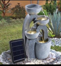 Solar Powered Water Feature Outdoor Fountain Garden Ornament LED Statue Light UK