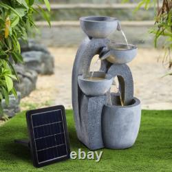 Solar Powered Water Feature Outdoor Fountain Garden Ornament LED Statue Light UK
