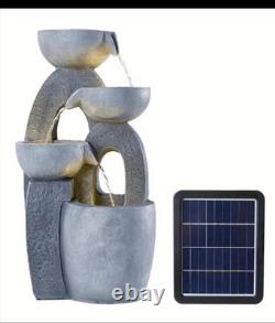 Solar Powered Water Feature Outdoor Fountain Garden Ornament LED Statue Light UK
