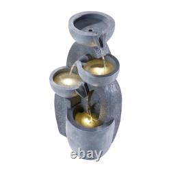 Solar Powered Water Feature Outdoor Fountain Garden Ornament LED Statue Light UK