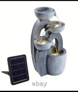 Solar Powered Water Feature Outdoor Fountain Garden Ornament LED Statue Light UK