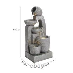 Solar Powered Water Feature Outdoor Fountain Garden Ornament LED Statue Lights
