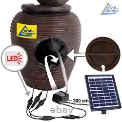 Solar Powered Water Feature With Led Lights Garden Fountain Cascade