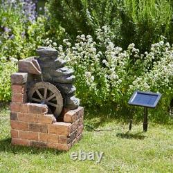 Solar Powered Water Mill Cascade Fountain Outdoor Water Feature