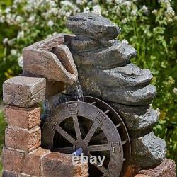 Solar Powered Water Mill Cascade Fountain Outdoor Water Feature